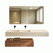 Ensemble Meuble de Salle de Bain Suspendu, Meuble Vasque, Set Complet Moderne avec Grand Plan Vasque 190×55 cm【RW108-190 BKK】 - 0784931050296