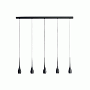 Fabas Luce Suspension Coco Noire, 5 Led Intégrées De 7,5 W, 3270 Lm, 3000 K, Dimmable, À Coupure De Phase, Structure Métallique - Design Moderne -