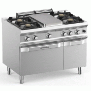 Fourneau 4 feux MBM sur four gaz + plaque coup de feu centrale DOMINIA PRO