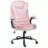 Helloshop26 - Chaise fauteuil siège de bureau informatique étude Rosevelours rose 02_0024058 - rose métal 3000214661261