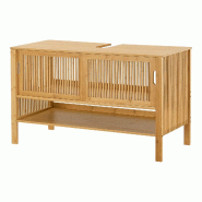 Helloshop26 - Meuble sous lavabo salle de bain rangement design bambou 60 x 100 x 45 cm naturel 03_0009979 - 3000224973880