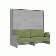 Itamoby Lit double escamotable Kando avec canapé et matériaux en ciment, vert - vert 8050598059999