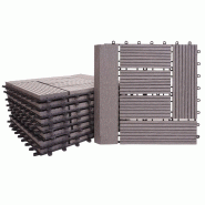 Mendler Dalle de sol WPC Rhône + finition, aspect bois pour balcon/terrasse, 11x 30x30cm = 1m² Premium ~ gris décalé - gris Bois massif 77629