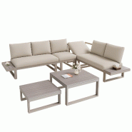 Merax salon de jardin, 6 personnes, réglable, beige - beige multi-matériau N634P0003K