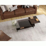 Nola Table basse en verre 2 plateaux pivotants Nola Table basse en verre 2 plateaux pivotants