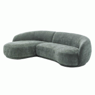 Oviala Business Canapé d'angle gauche 3 places avec méridienne tissu et bois vert, L 277 x l 120 x h 73 cm Oviala - vert 116000_0