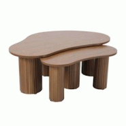 Oviala Business Oviala Table basse gigogne en mélaminé bois foncé - beige Bois massif 114390 Oviala Business Oviala Table basse gigogne en mélaminé bois foncé - beige Bois massif 114390