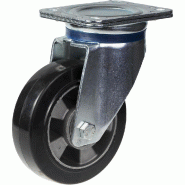 Roulette pivotante de 152 mm en caoutchouc élastique noir sur roue centrale en aluminium Roulette pivotante de 152 mm en caoutchouc élastique noir sur roue centrale en aluminium