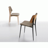 Chaise Joe S M TS/L avec piètement en métal, revêtement en similicuir et dos placage de noyer flammé Chaise Joe S M TS/L avec piètement en métal, revêtement en similicuir et dos placage de noyer flammé
