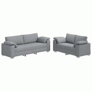 VidaXL Canapé 2 pcs Gris clair 219 x 80 x 82 cm tissu Modèle Vega Office Signature - Matériau naturel 3324740