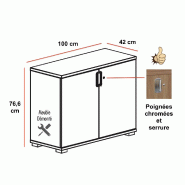 Armoire basse a portes battantes tak - MOBEL LINEA - blanc pastel_0