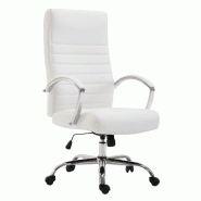 Décoshop26 - Fauteuil de bureau mécanisme d'inclinaison accoudoirs coutures décoratives en PVC blanc et métal chromé 10_0002704 - blanc métal 30
