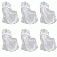 Décoshop26 - Housse de chaise blanche pour le banquet de mariage 6 pièces DEC022481 - blanc 3001287669604