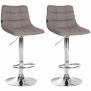 Décoshop26 - Lot de 2 tabourets de bar en tissu gris base métal chromé réglable en hauteur et repose-pieds TDB10622 - gris 3002468332690