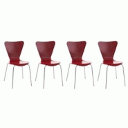 Décoshop26 - Lot de 4 chaises de séjour bureau en bois rouge et métal CDS10106 - 3000202984440 Décoshop26 - Lot de 4 chaises de séjour bureau en bois rouge et métal CDS10106 - 3000202984440
