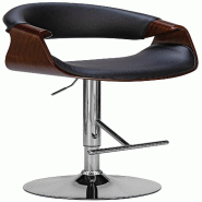 Décoshop26 - Tabouret de bar x1 style moderne rétro en PVC noir bois couleur noyer cadre en métal 10_0005869 - noir métal 3000265267870