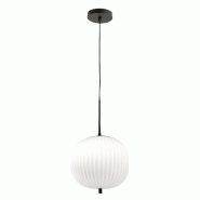 Fabas Luce Suspension Domizia En Métal Et Verre Soufflé, Couleur Noire, Douille E27 40W, Design Élégant Pour Un Éclairage Intérieur Moderne - no