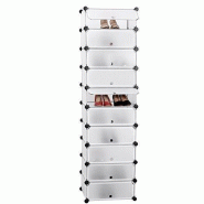 Helloshop26 - Armoire étagère rangement  montage simple système enfichable 10 compartiments blanc 2012057 - blanc métal 3000024896716
