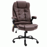 Helloshop26 - Chaise fauteuil siège de bureau informatique étude de massage foncé similicuir daim brun 02_0024013 - métal 3000214637907