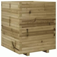 Helloshop26 - Jardinière bac lit surélevé plantes fleurs terrasse jardin 60 x 60 x 72 cm bois de pin imprégné marron 02_0037729 - 3000213949148