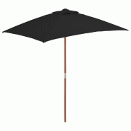 Helloshop26 - Parasol d'extérieur avec mât en bois 150 x 200 cm noir 02_0008257 - 3000441482721