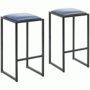 Helloshop26 - Tabouret de bar industriel lot de 2 avec rembourrage PU métal peint par poudrage noir bleu 14_0010063 - 3000221975573 Helloshop26 - Tabouret de bar industriel lot de 2 avec rembourrage PU métal peint par poudrage noir bleu 14_0010063 - 3000221975573