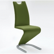 LOT DE 2 CHAISES ALBI TISSU OLIVE AVEC PIÈTEMENT TUBE CHROME