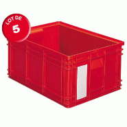 Lot de 5 caisses plastiques cp 85 litres rouges_0