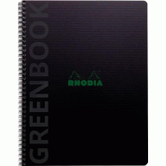 RHODIA Lot de 5 Greenbook A4+, 160p./80 feuilles microperforées 90 g/m² reliure intégrale, perf. 4 trous, couv. PP recyclé, ligné + cadre - 30379