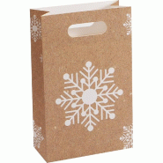 Sac luxe nature décor flocon 19+9x30cm - par 12