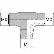 Té orientable mâle ORFS x mâle NPT x mâle ORFS - 1" , 33.22 , 1"7/16' , 36.51