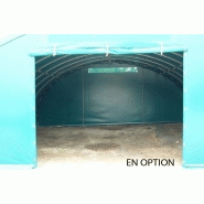 Tunnel de stockage pro / fermé / structure en acier / couverture en pvc  / porte / pignon