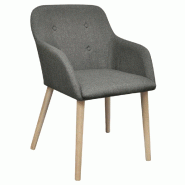 VidaXL Chaises à manger lot de 2 gris clair tissu et chêne massif Modèle Sérénité Plus - 241156
