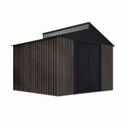 WASABI Abri de Jardin Extérieur 7,25 m² Robin t2 – Finition effet bois premium – Puits de lumière – Portes coulissantes - marron métal G01ME0105 WASABI Abri de Jardin Extérieur 7,25 m² Robin t2 – Finition effet bois premium – Puits de lumière – Portes coulissantes - marron métal G01ME0105