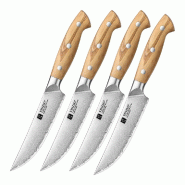 XinZuo - Ensemble de couteaux à steak en acier composite 4 pièces - Lame 14 cm - Poids 110 grammes (4x) - Série X02O Pin - multicolore multi-matér