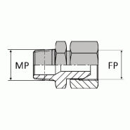 Adaptateur droit mâle NPT x femelle tournant NPSM - NPT-MFNPSM0202 - MNPT1/8 / FNPSM1/8 - Ø MP : 10.24 mm - Ø FPS : 8.48 mm