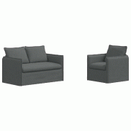 Canapé 2 pcs Gris foncé 196 x 82 x 85 cm tissu Modèle Apex Jardin - Matériau naturel 8721364374119