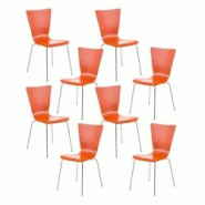 CLP Lot de 8 chaises empilables Aaron Orange - orange Bois manufacturé 151422309