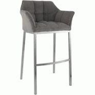 CLP Tabouret de bar Damaso Cord avec piètement à quatre pieds Taupe/Acier inoxydable - gris métal 326345 CLP Tabouret de bar Damaso Cord avec piètement à quatre pieds Taupe/Acier inoxydable - gris métal 326345