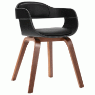 Décoshop26 - Chaise de salle à manger avec accoudoirs bois courbé et synthétique noir CDS020019 - noir 3001046799788 Décoshop26 - Chaise de salle à manger avec accoudoirs bois courbé et synthétique noir CDS020019 - noir 3001046799788