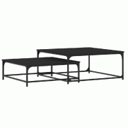 Décoshop26 - Lot de 2 tables basses gigognes design contemporain en bois d'ingénierie noir et fer DEC040518 - noir Bois massif 3000264973185
