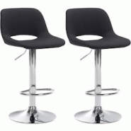 Décoshop26 - Tabourets de bar chaises haute x2 avec repose-pieds en tissu noir piètement métallique chromé 10_0004095 - noir 3000251925012 Décoshop26 - Tabourets de bar chaises haute x2 avec repose-pieds en tissu noir piètement métallique chromé 10_0004095 - noir 3000251925012