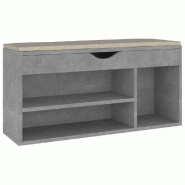 Helloshop26 - Banc à chaussures bottes commode étagère meuble entrée rangement avec coussin bois d'ingénierie gris 02_0022873 - gris Bois manufac
