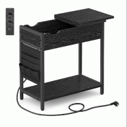 Helloshop26 - Table d'appoint avec prise d'alimentation bout de canapé petite table dessus rabattable table de chevet 31,5 x 60 x 60 12_0007531 - Boi