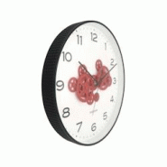 Horloge murale ronde Open Gear noir et rouge Karlsson - 8714302775512