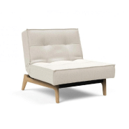 INNOVATION LIVING FAUTEUIL SPLITBACK EIK CONVERTIBLE LIT 90*115 CM PIEDS CHÊNE NATUREL TISSU BOUCLÉ OFF WHITE