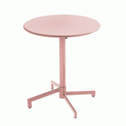 Oviala Business Table de terrasse ronde bistrot avec plateau rabattable rose poudré - rose acier 114287