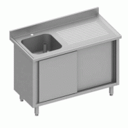 Plonge adossée avec 1 bac à gauche sur armoire portes coulissantes ... - P934527180