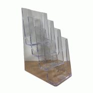 Porte brochure 4 niveaux - Format 1/3 A4 - A5 - Coloris transparent Porte brochure 4 niveaux - Format 1/3 A4 - A5 - Coloris transparent
