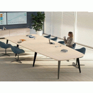 Table de réunion format trapèze pour 14-16 personnes - Plateau mélaminé - 18 coloris au choix - Largeur 400 ou 480 cm